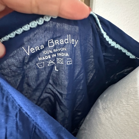 Vera Bradley Blue Tie Front Blouse with Short Sleeves - Picture 7 of 8